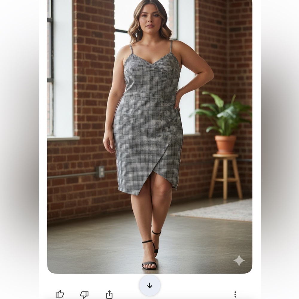 Almost Famous Black and White Asymmetrical Dress plus size 2X